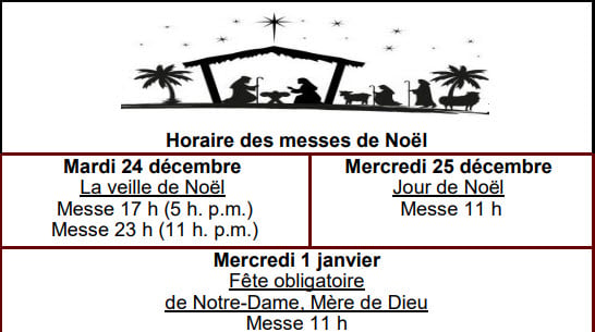 2024_Horaire des messes de Noël