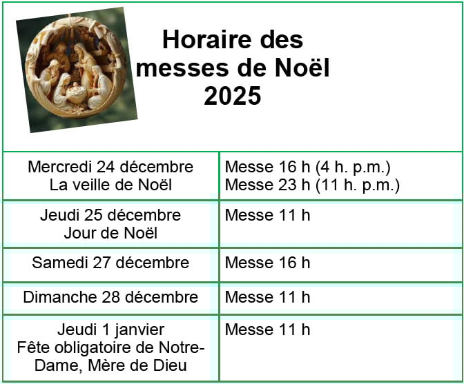 2025_Horaire des messes de Noël