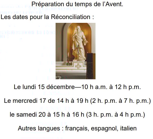 Dates de Réconciliation Avent 2025 Dates de Réconciliation Avent 2025